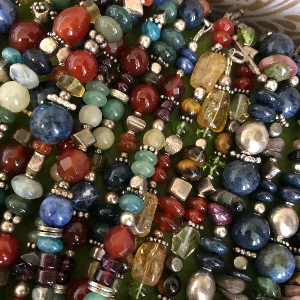 10 Sterling Silver Semi Precious Stone Brac… - Picture 2 of 4
